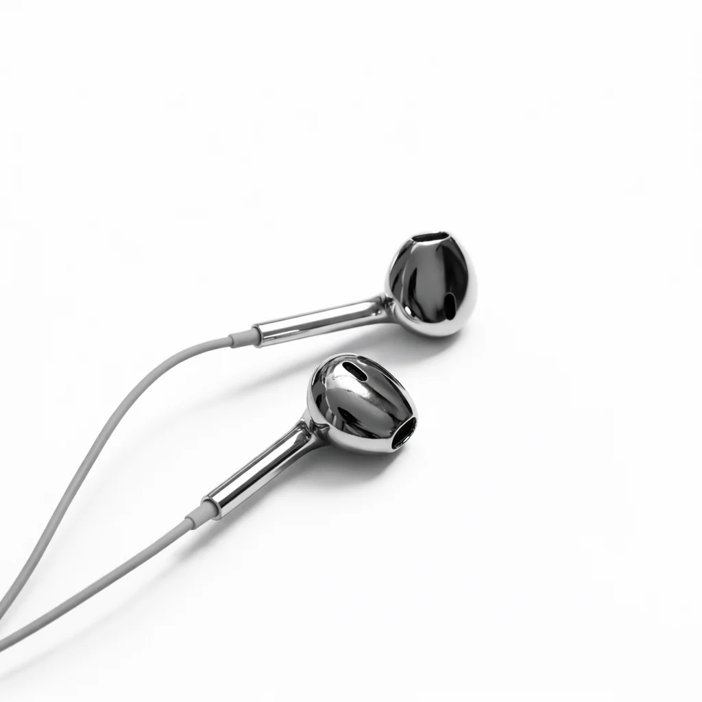 BUDSS chrome wired earbuds detail